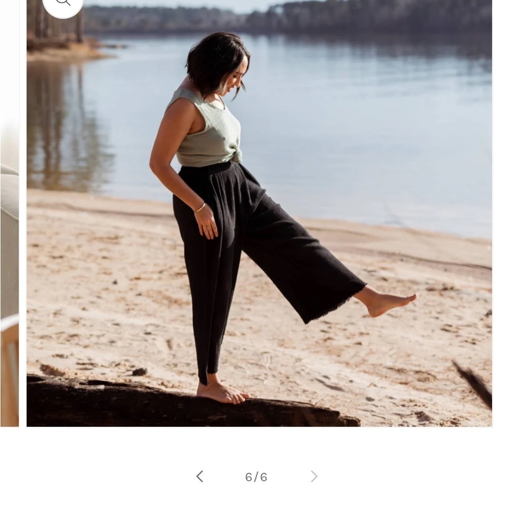 IKIKIZ Black Crinkle Palazzo Wide Leg Pants